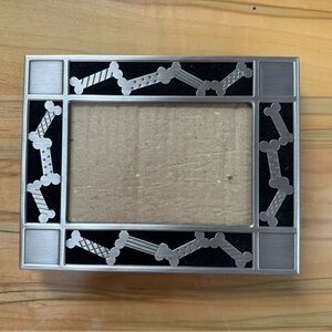 Burnes Of Boston Silver and Black Velvet Dog Bone Picture Frame